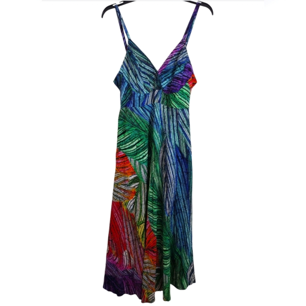 Jams World Rainbow Multicolor Sleeveless Maxi Dress Size Medium